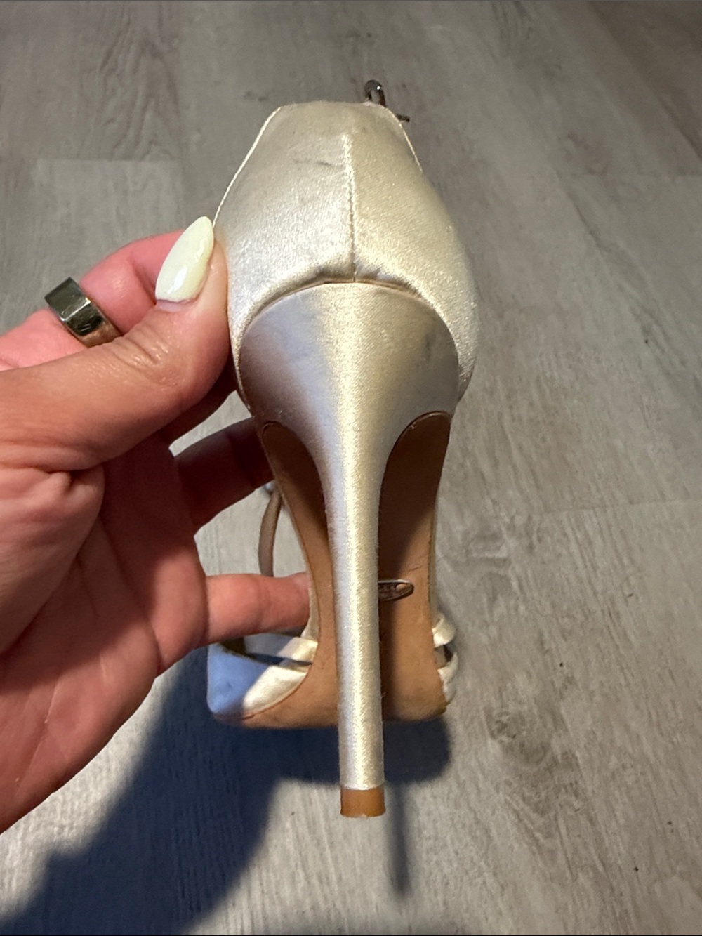 Badgley Mischka Gold Crystal-Embellished Strappy Evening Heels - Picture 4 of 5